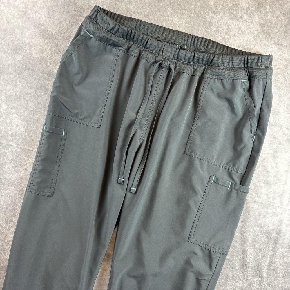 Scrubstar Pants Womens XL Gray Cargo Scrubs Drawstring Elastic Waist Straight